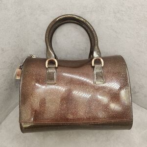 Furla Candy Bag M Khaki Glitters Jelly Logo Lock Limited Edition Made In Italy